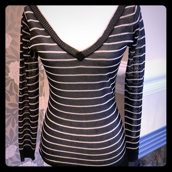 ZARA Sheer horizontal stripe blouse - Picture 1 of 6